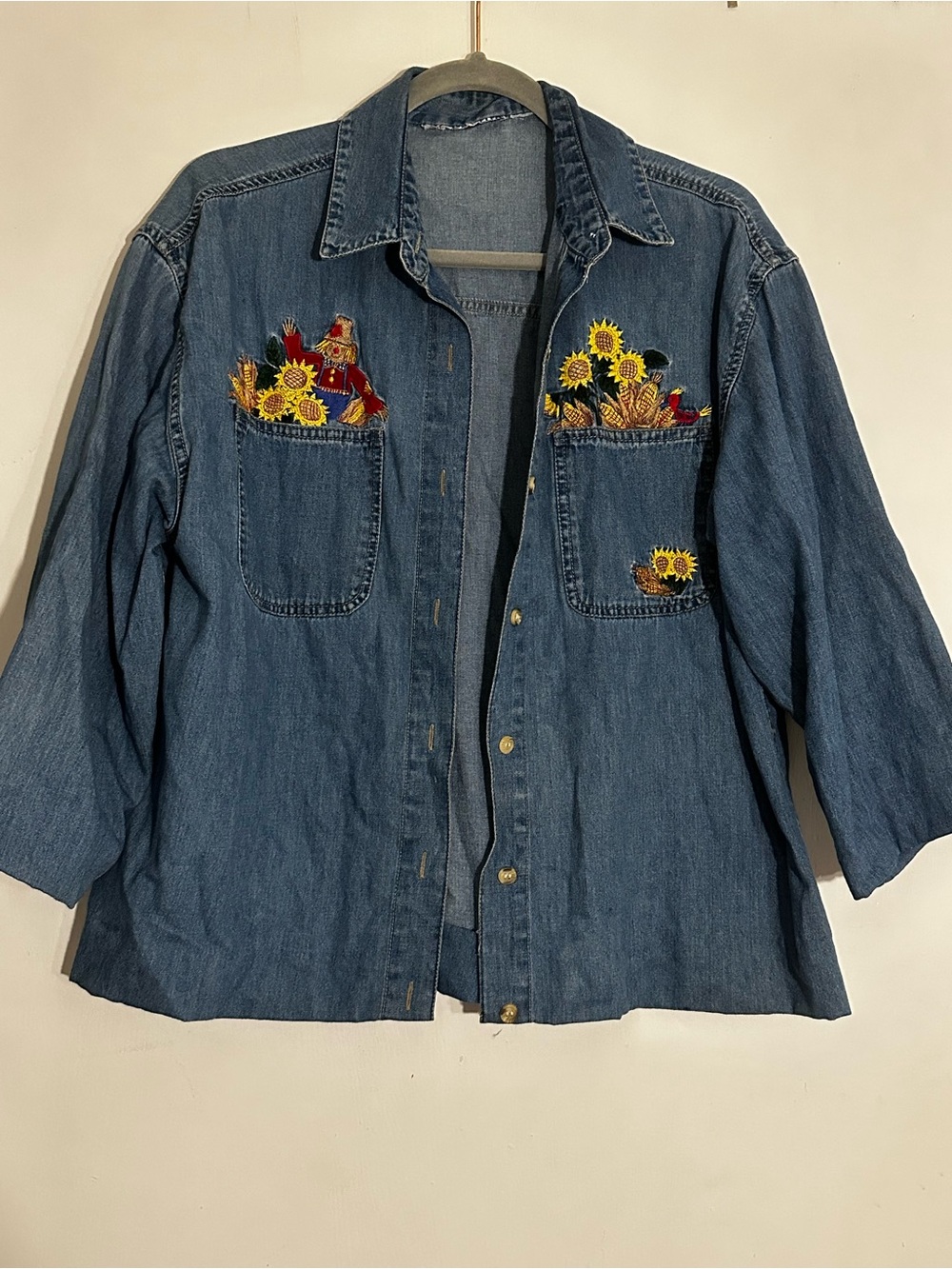Vintage Embroidered Autumn Denim Shirt Jacket